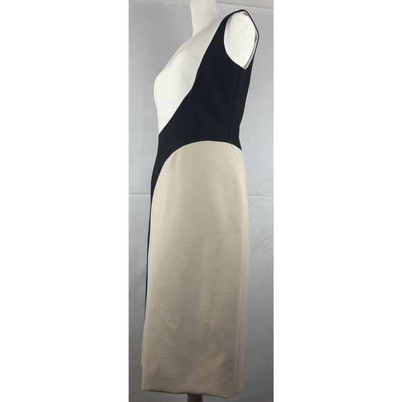 NWT Hugo Boss Dikrysa Color Block White Black & Tan Sheath Dress Size 4, NEW! - Picture 3 of 11